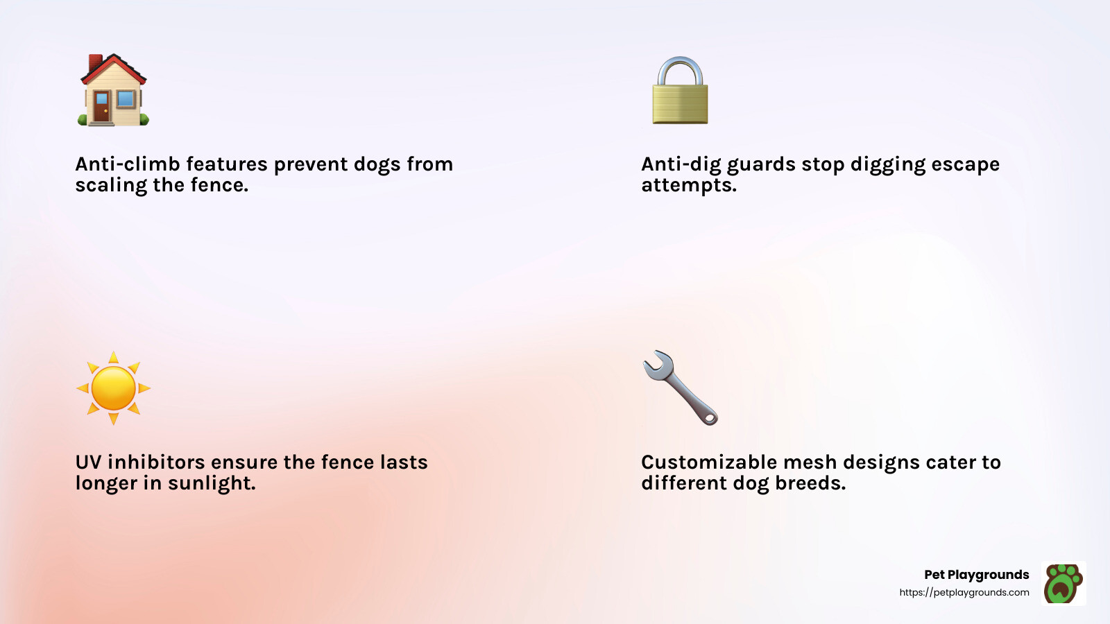 UV inhibitors in our fencing materials ensure longevity - diy dog fence kit infographic 4<em>facts</em>emoji_light-gradient