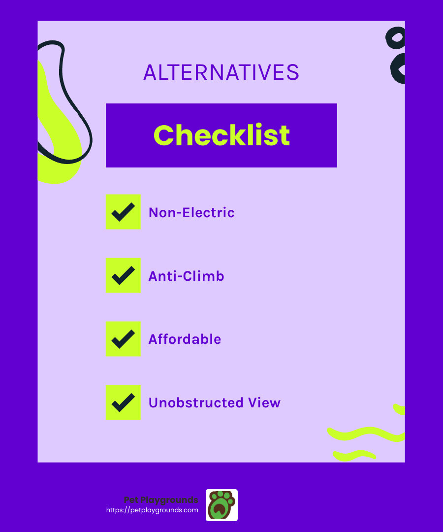 Pet Playgrounds Dog Fence Kits: Safe, Effective, and Humane - alternatives to invisible dog fence infographic checklist-fun-neon